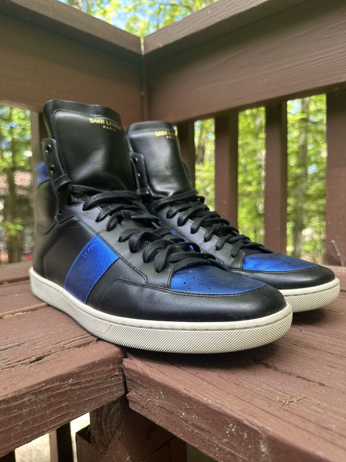 Saint Laurent Paris 2010s Saint Laurent SL/10H Royal Blue Hightop Sneakers Size US 13 / EU 46 - 1 Thumbnail