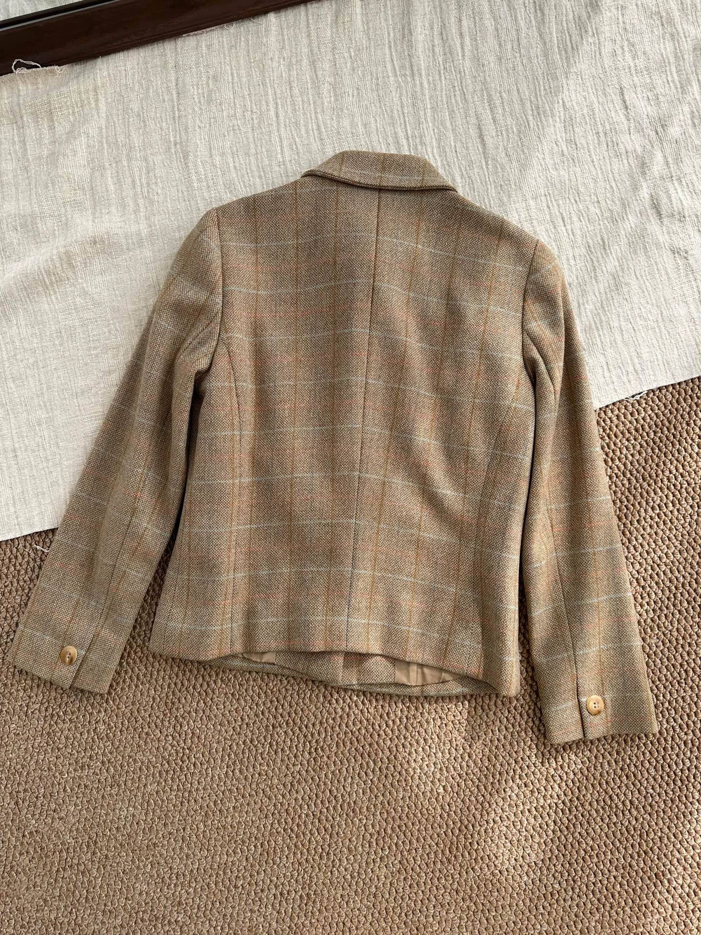 Burberry BBR Vintage Check Wool Blazer Women's Yellow Brown 38 99 Size S / US 4 / IT 40 - 5 Thumbnail
