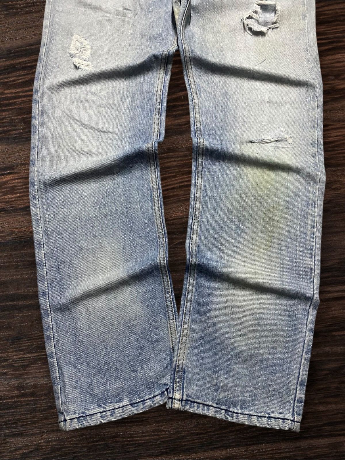 Adidas Vintage Adidas Light Wash Distressed Loose Jeans Size US 33 - 5 Thumbnail