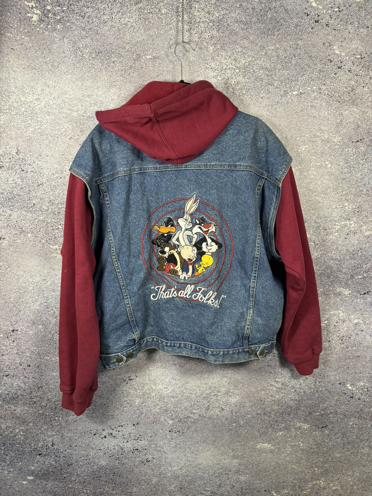 Vintage × Warner Bros All Folks Looney Tunes 1995 WB Hoodie Vest Jacket XL Denim Size US XL / EU 56 / 4 - 1 Thumbnail