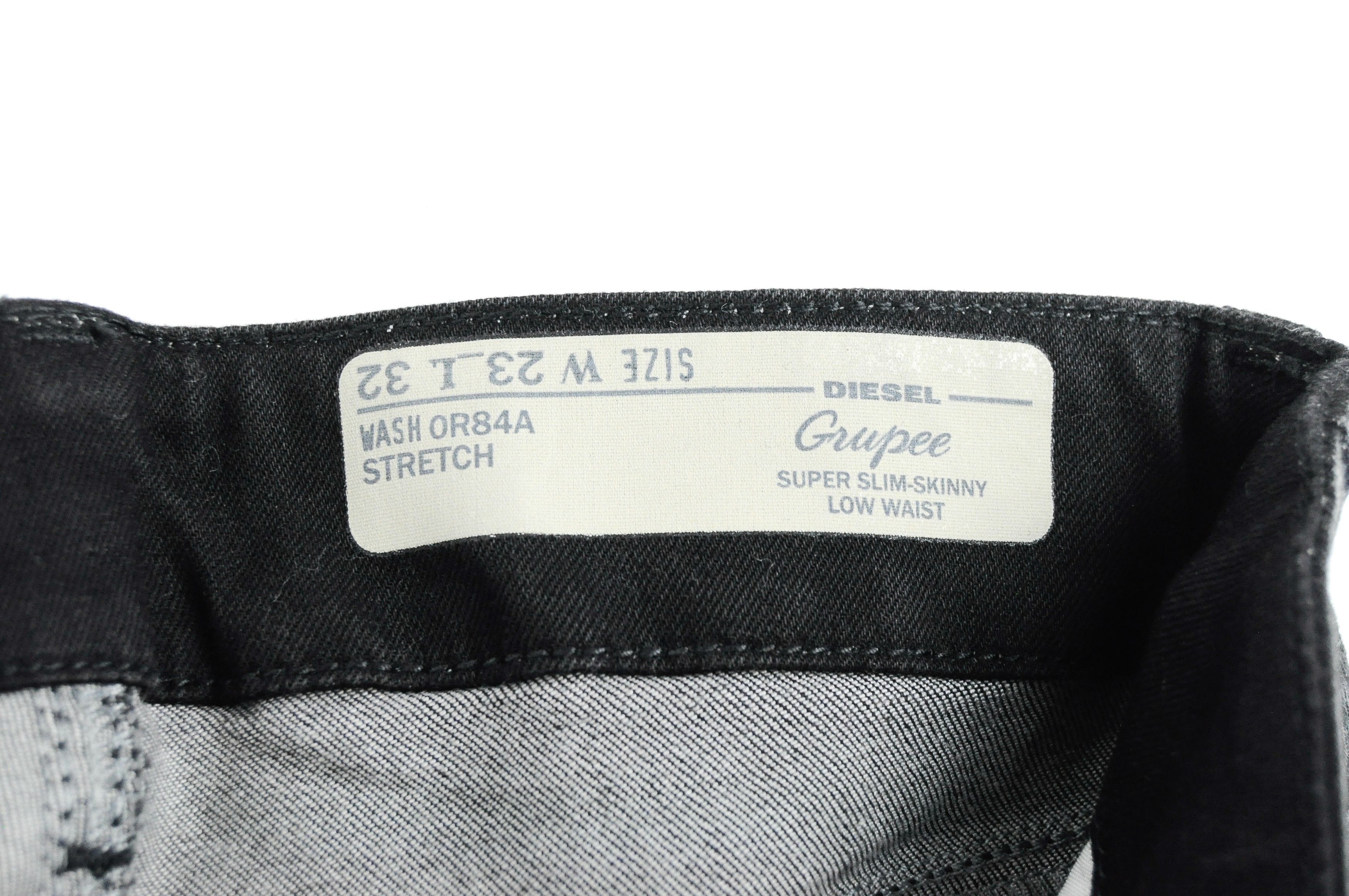 Diesel GROUPEE 0R84A W23/L32 Low Waist Slim Black Jeans 54996 Size 23" - 6 Thumbnail