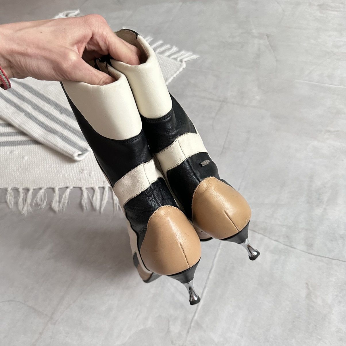 New Rock 25x Cyber Moto Leather Boots Kitten Heels Prada Miu Miu Vibe Size US 9 / IT 39 - 8 Thumbnail