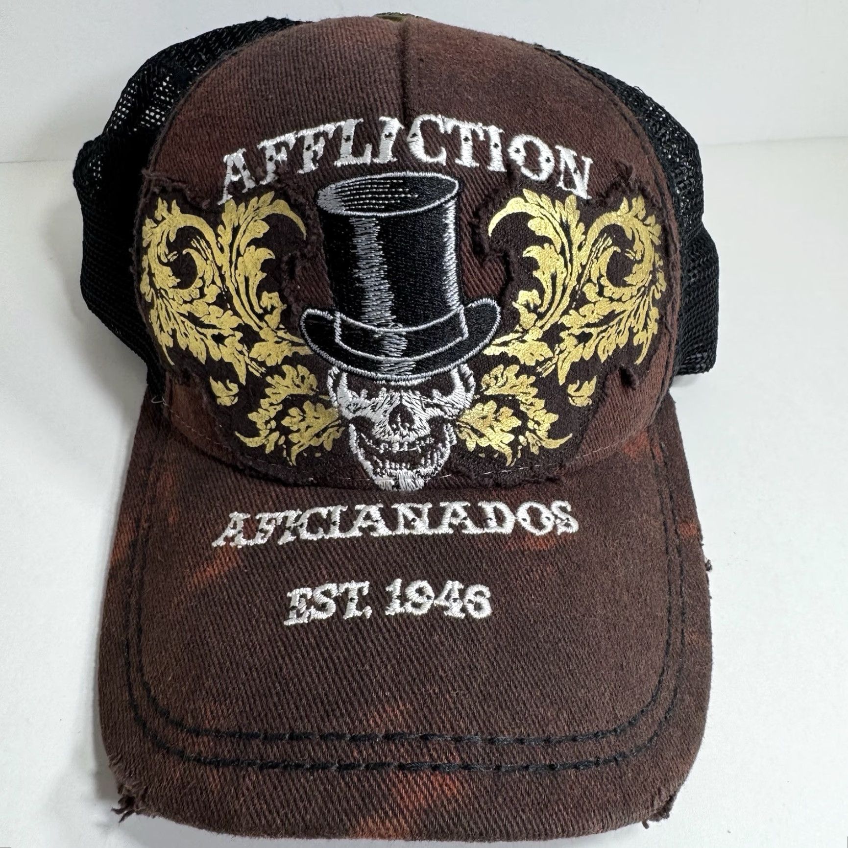 Affliction Affliction Hat Snapback Trucker Distressed Embroidered EST. 1946 Cap Aficianados Size ONE SIZE - 2 Thumbnail
