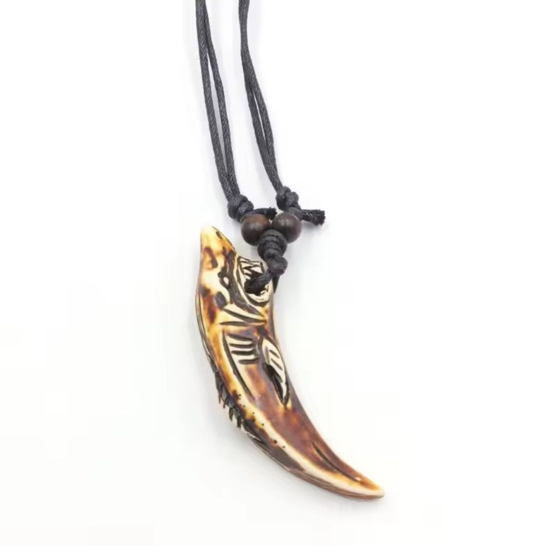 Japanese Brand × Vintage Shark Tooth Design Pendant Bead Necklace Size ONE SIZE - 1 Thumbnail