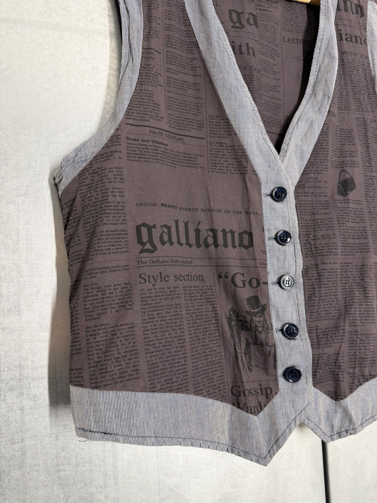 John Galliano Vintage 00s John Galliano Gazette Reversibel Vest Size US L / EU 52-54 / 3 - 3 Thumbnail