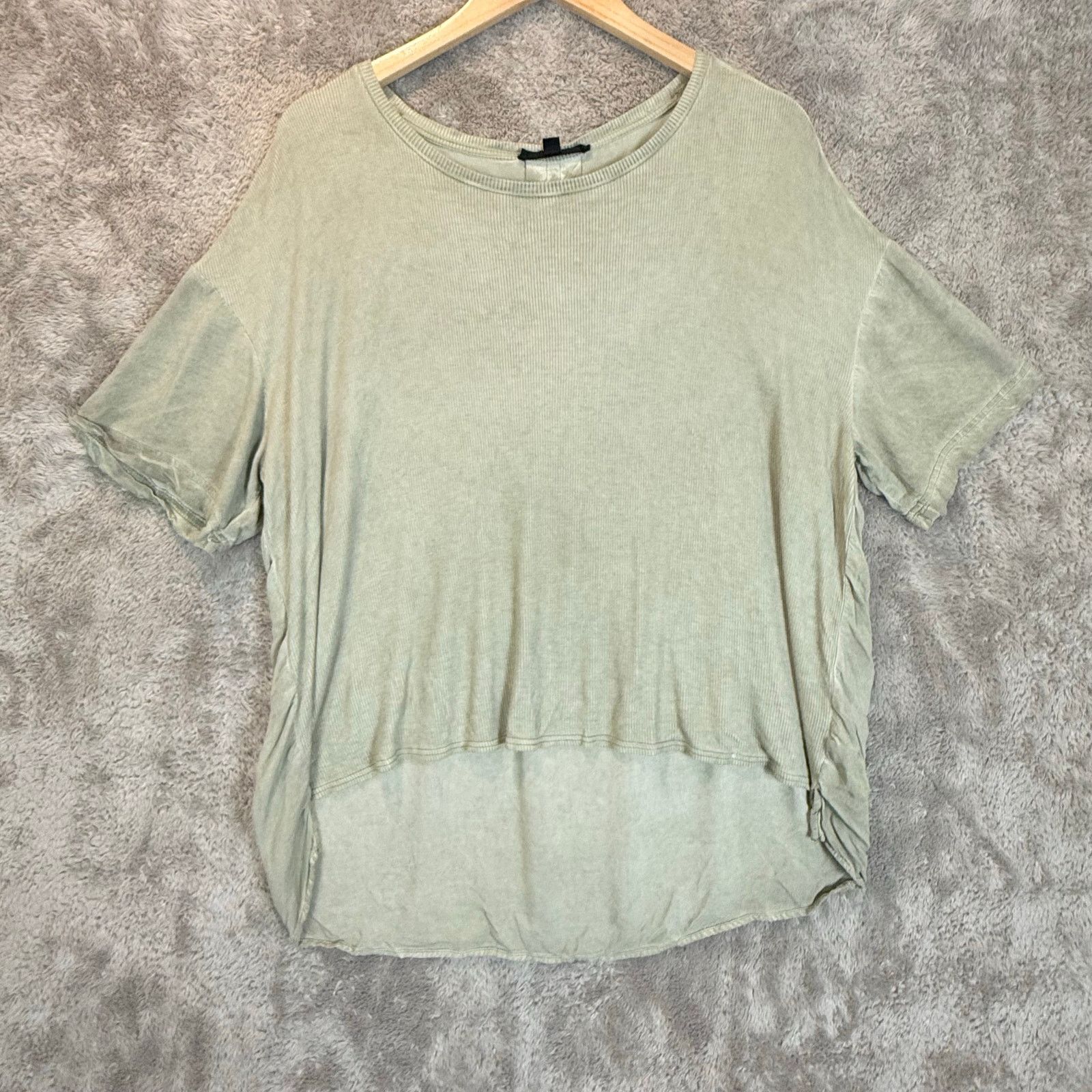 Other Jane Delancey Mixed Media Green Ribbed Tunic Top T Shirt L Size L / US 10 / IT 46 - 1 Thumbnail