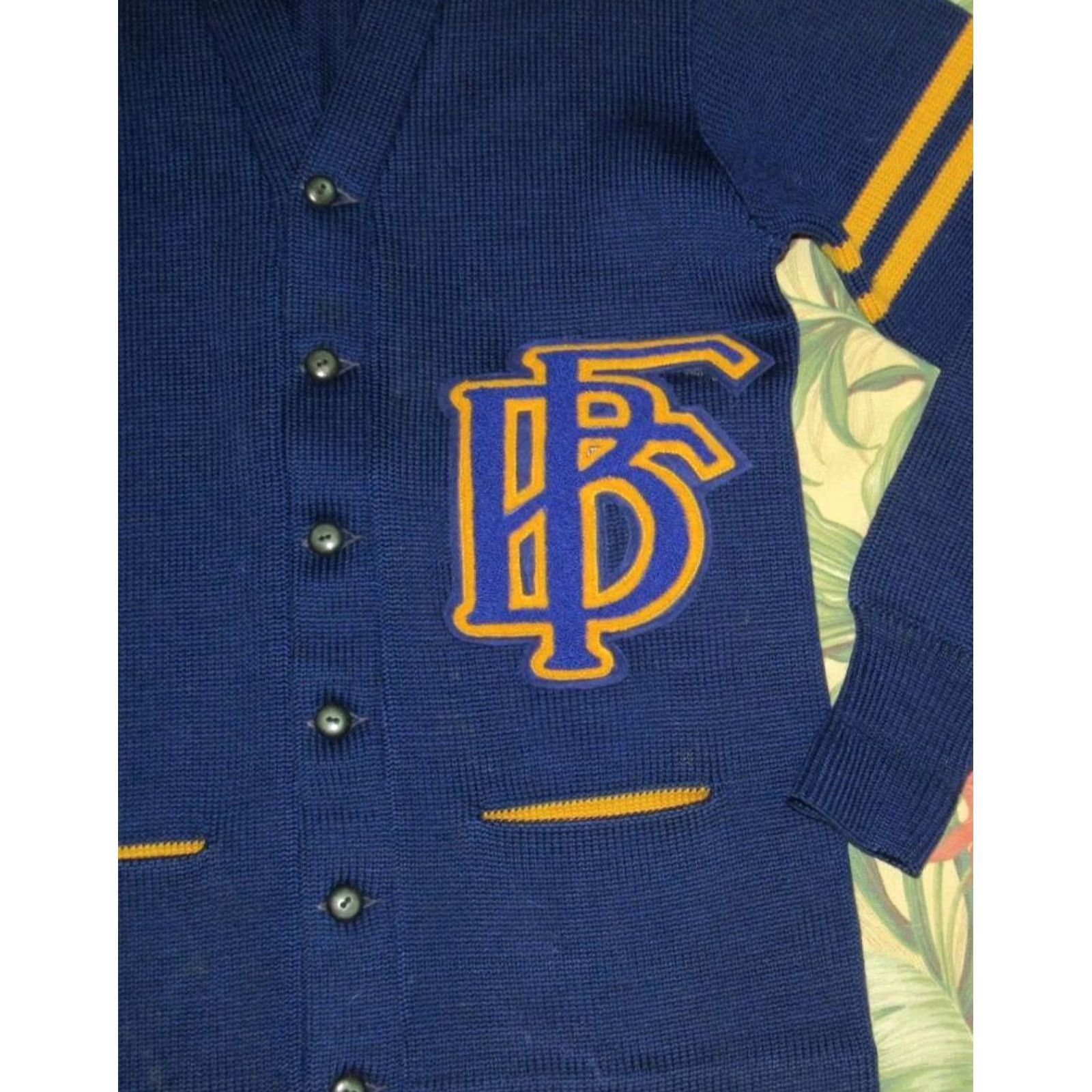 Vintage Vtg 60s FLORENCE KNITTING MILLS Wool Varsity Cardigan Sweater M/L Mens Blue Wool Varsity Letterman Cardigan Sweater Size US M / EU 48-50 / 2 - 3 Thumbnail