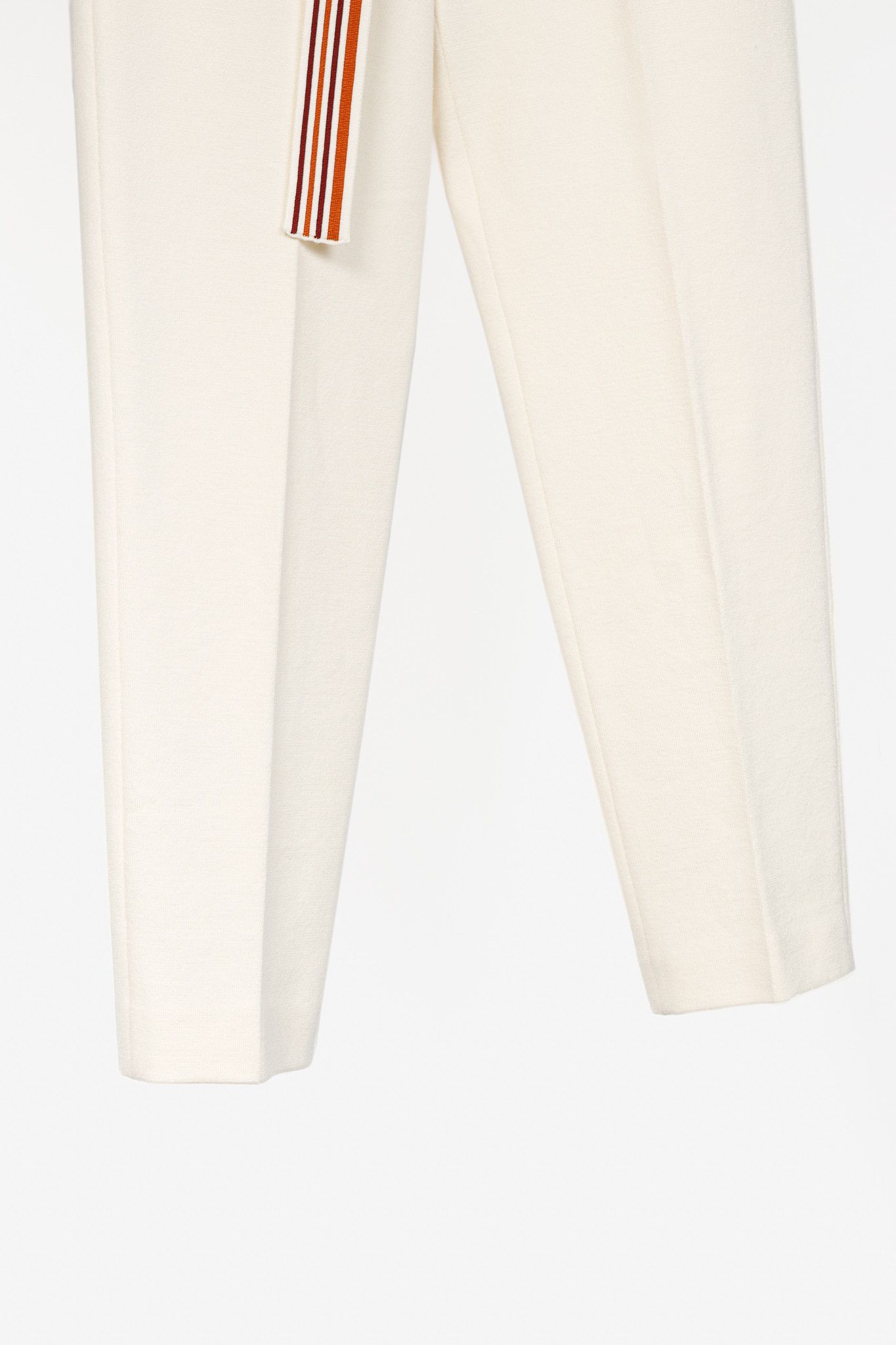 Loro Piana Loro Piana Ivory Silk & Cotton Knit Stripe-Belt Pants Size 27" / US 4 / IT 40 - 6 Thumbnail