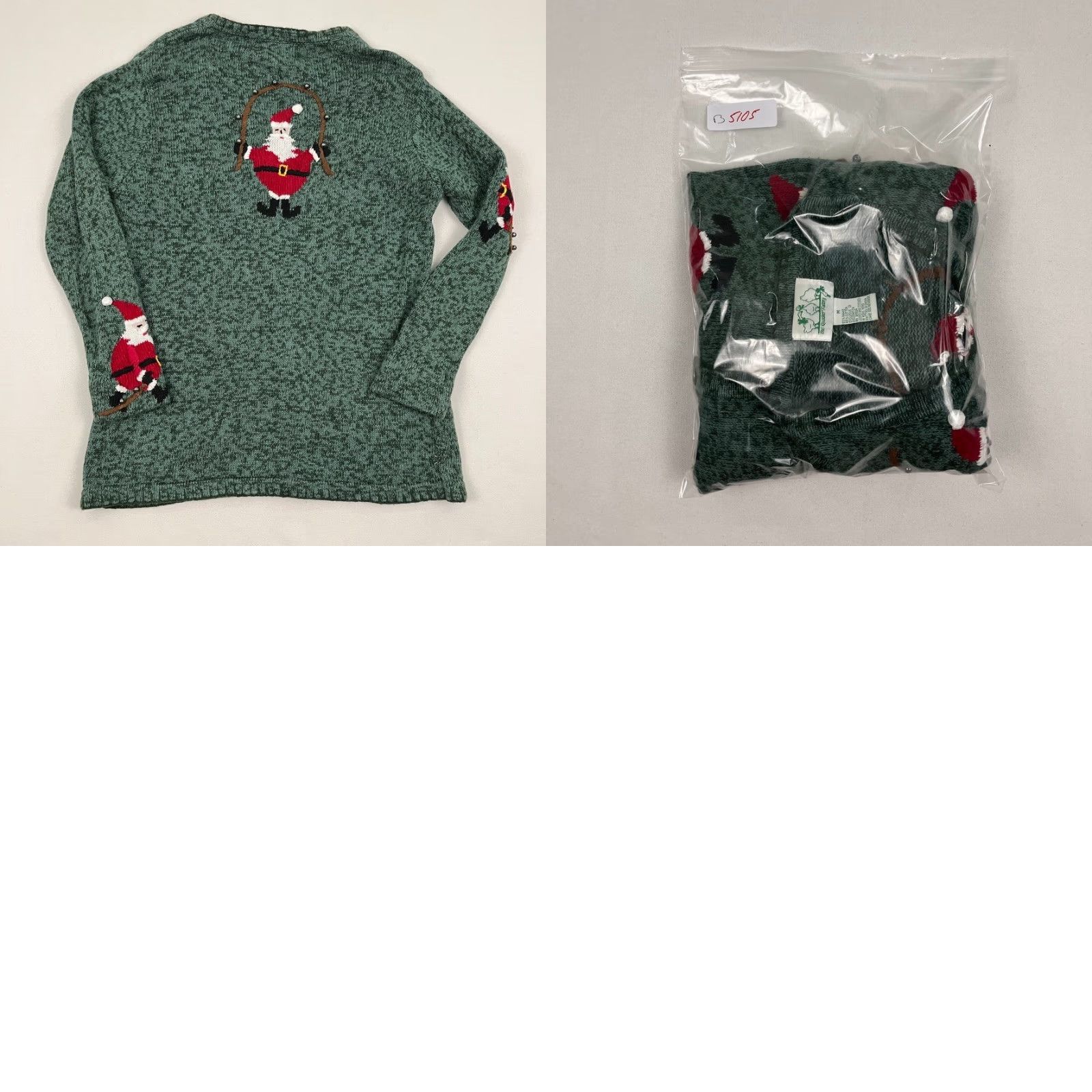 Quacker Factory VINTAGE Quacker Factory Christmas Sweater Cardigan Womens M Green Jingle Bells Santa Woman Cardigan Christmas Theme Mens/Womens Size M / US 6-8 / IT 42-44 - 8 Thumbnail