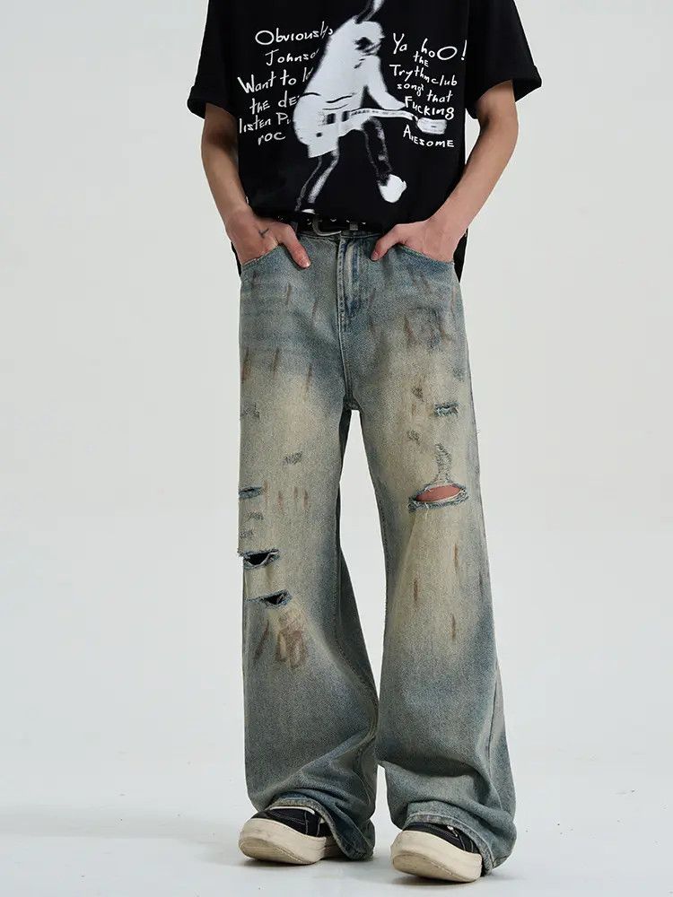 Japanese Brand × Jean Distressed Baggy Denim Jeans Size US 32 / EU 48 - 2 Thumbnail