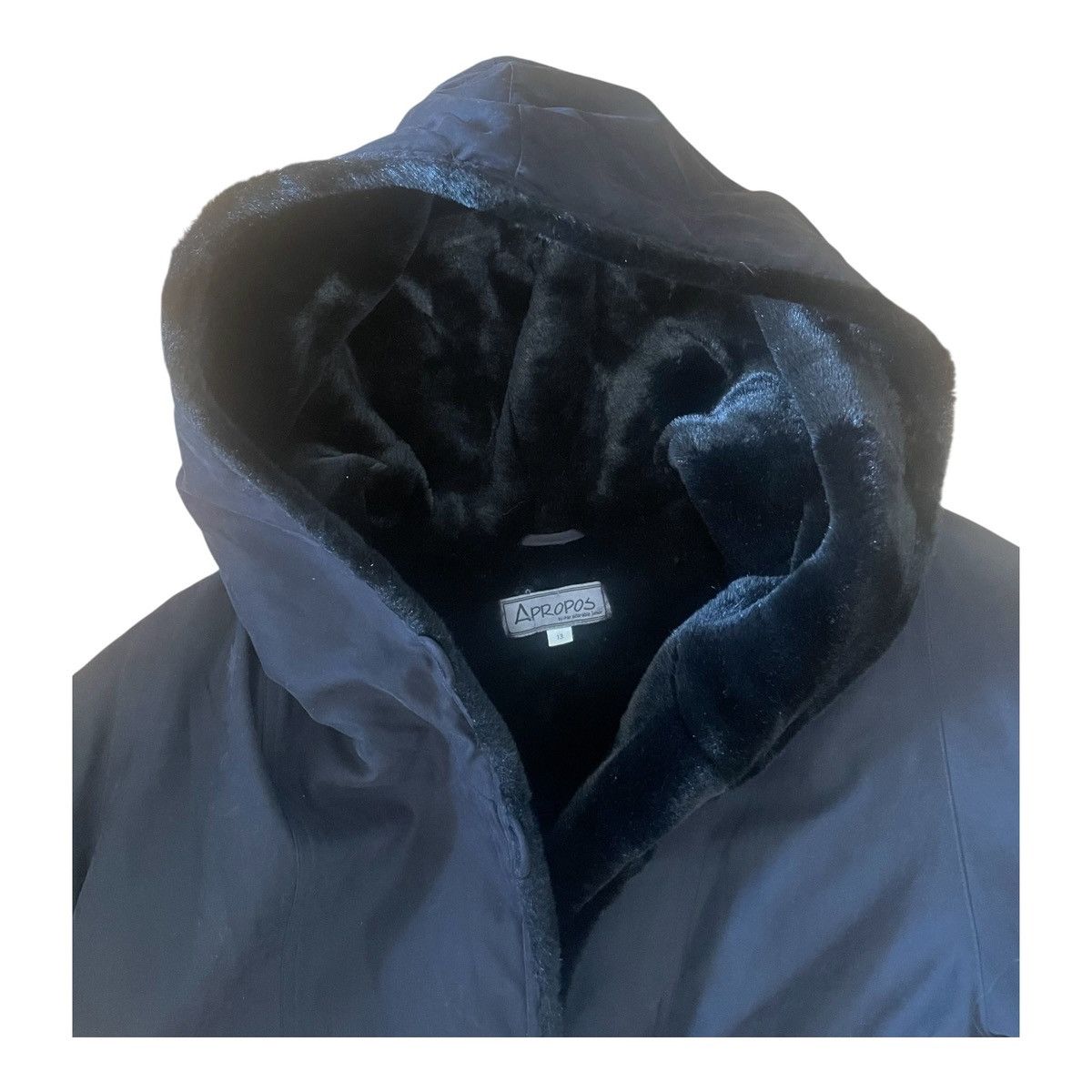 Other Vintage Women’s Apropos Black Faux Fur Lined Long Raincoat Size L / US 10 / IT 46 - 5 Thumbnail