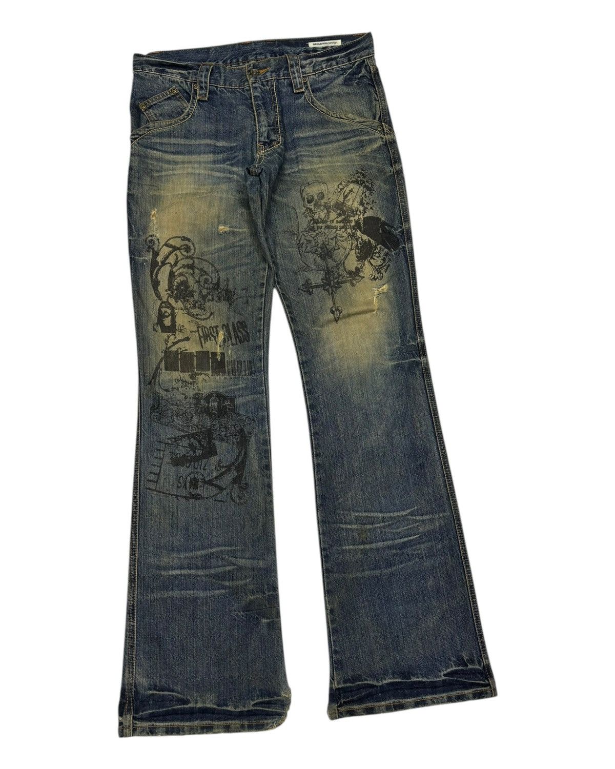14th Addiction FLARE ARCHIVE‼️SEMANTIC DESIGN CHAOS DISTRESSED FLARED DENIM Size US 32 / EU 48 - 5 Thumbnail