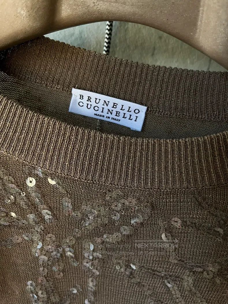 Brunello Cucinelli Brunello Cucinelli Linen embroidered sequin knit top Size XS / US 0-2 / IT 36-38 - 3 Thumbnail