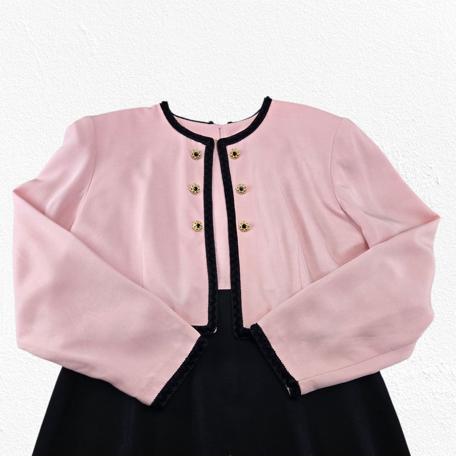 Vintage 1990s Pink Black Polished Dress Size 16 Made in USA Size XXL / US 16-18 / IT 52-54 - 3 Thumbnail