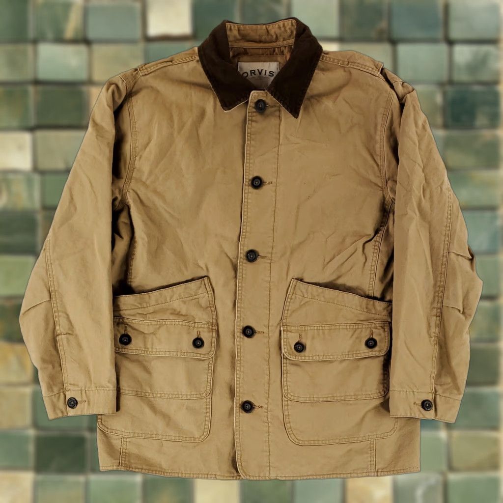 Orvis Orvis Jacket Chore Barn Coat Corduroy Collar Brown Tan Button Up Mens L Brown Canvas Cotton Chore Barn Coat Mens L Size US L / EU 52-54 / 3 - 1 Thumbnail