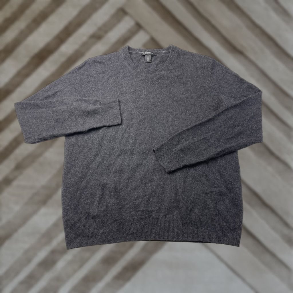 Vintage PAOLO MONDO V Neck 100% Cashmere Long Sleeve Sweater Gray Mens Large Size US L / EU 52-54 / 3 - 1 Thumbnail