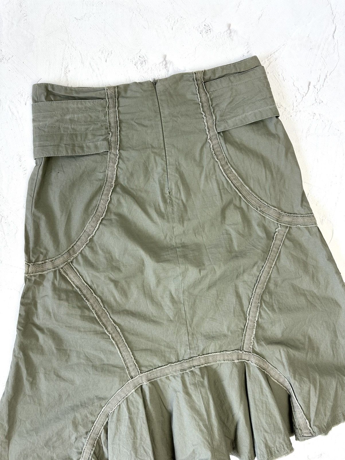 If Six Was Nine Vintage Asymmetrical Belt Khaki Skirt Size 27" / US 4 / IT 40 - 6 Thumbnail