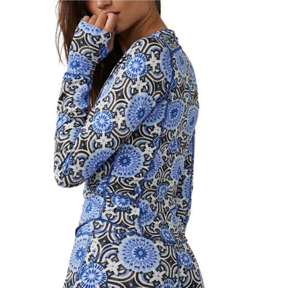 Free People New Free People Fireside Long Sleeve Base Layer Blue Top Si Size M / US 6-8 / IT 42-44 - 3 Thumbnail