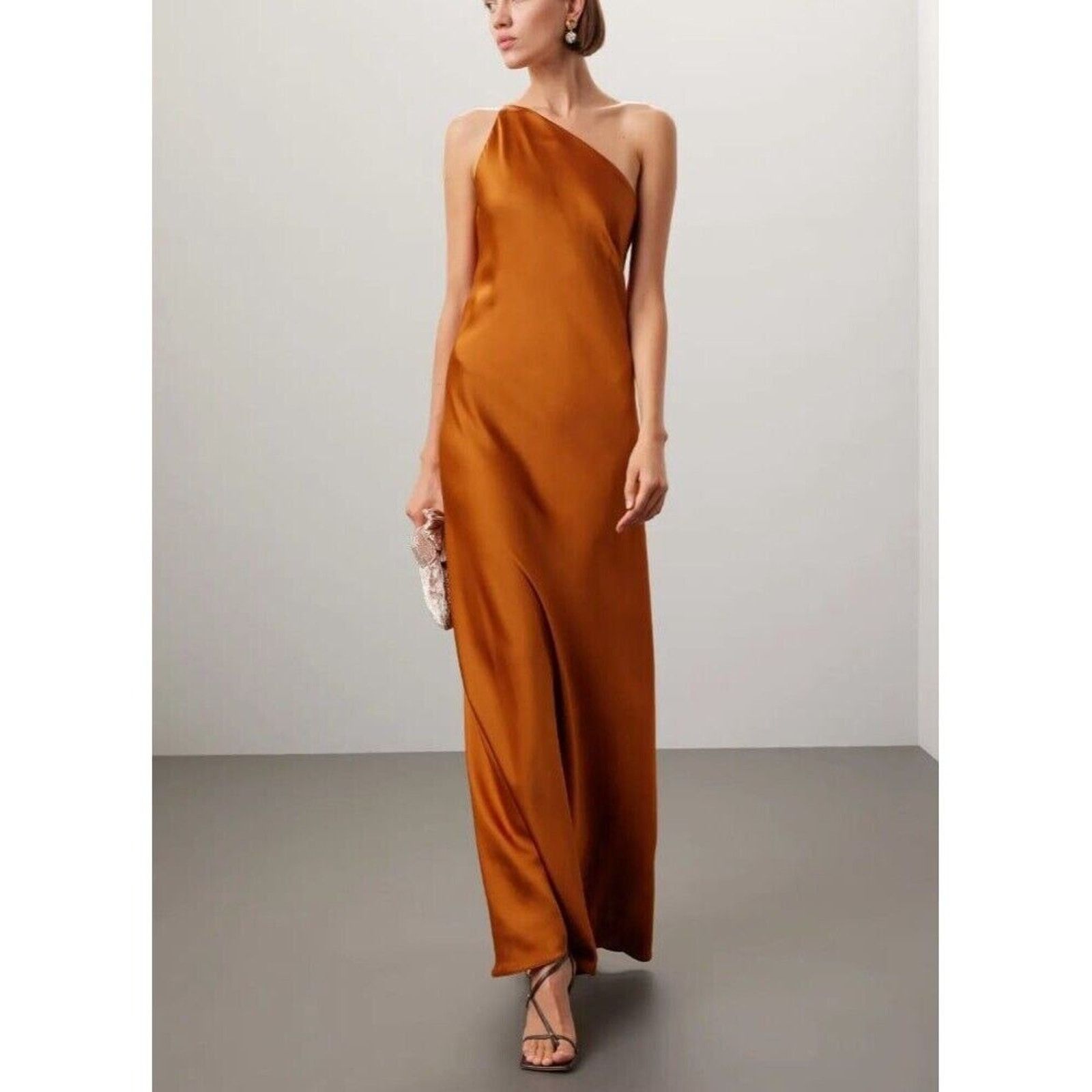 Other RTR sz 2 Obando copper silky one shoulder sleeveless gown Size XS / US 0-2 / IT 36-38 - 1 Thumbnail