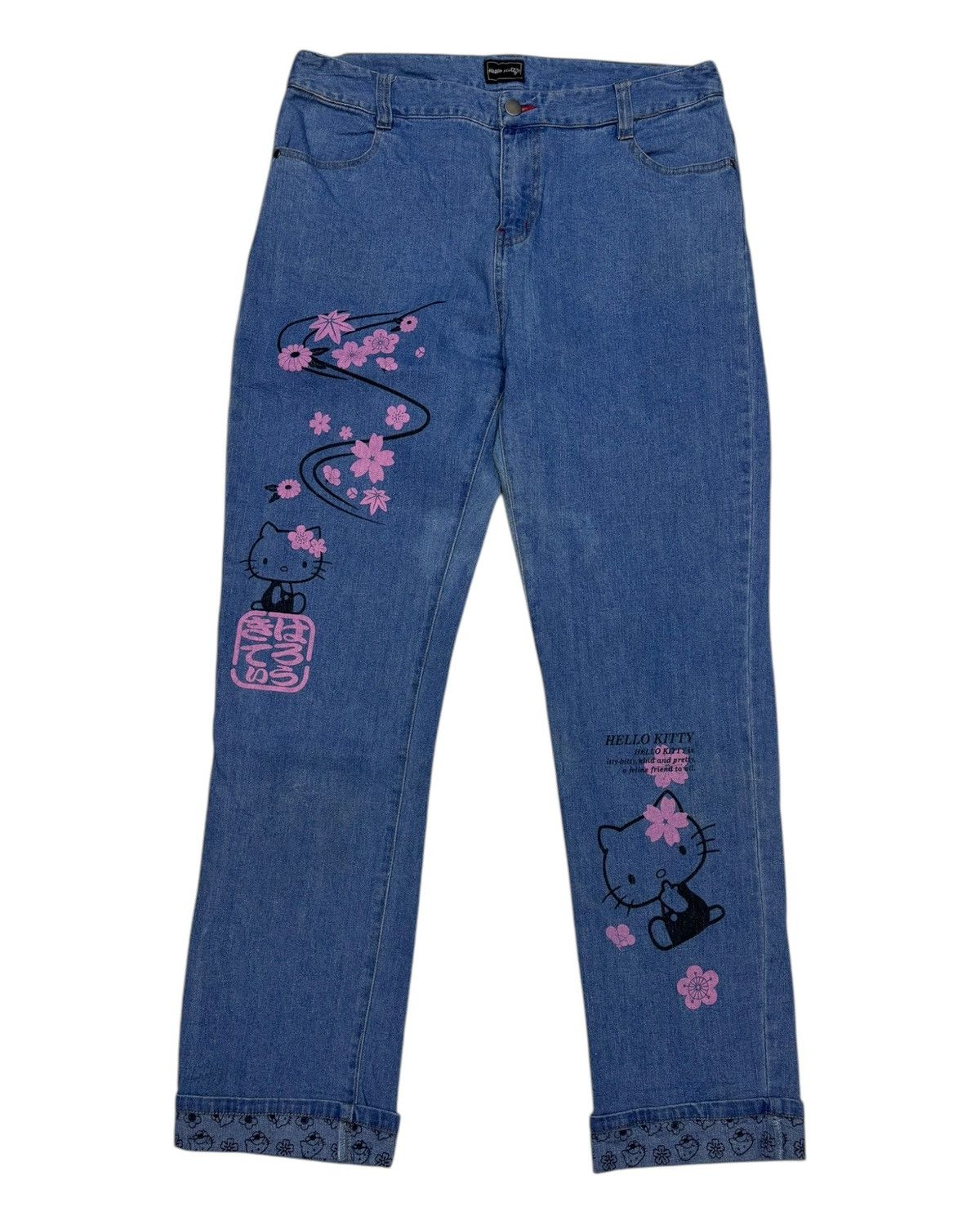 Cartoon Network × Star Of Hollywood × Vintage 🔥VINTAGE HELLO KITTY PRINTED DENIM JEANS Size 32" / US 10 / IT 46 - 7 Thumbnail