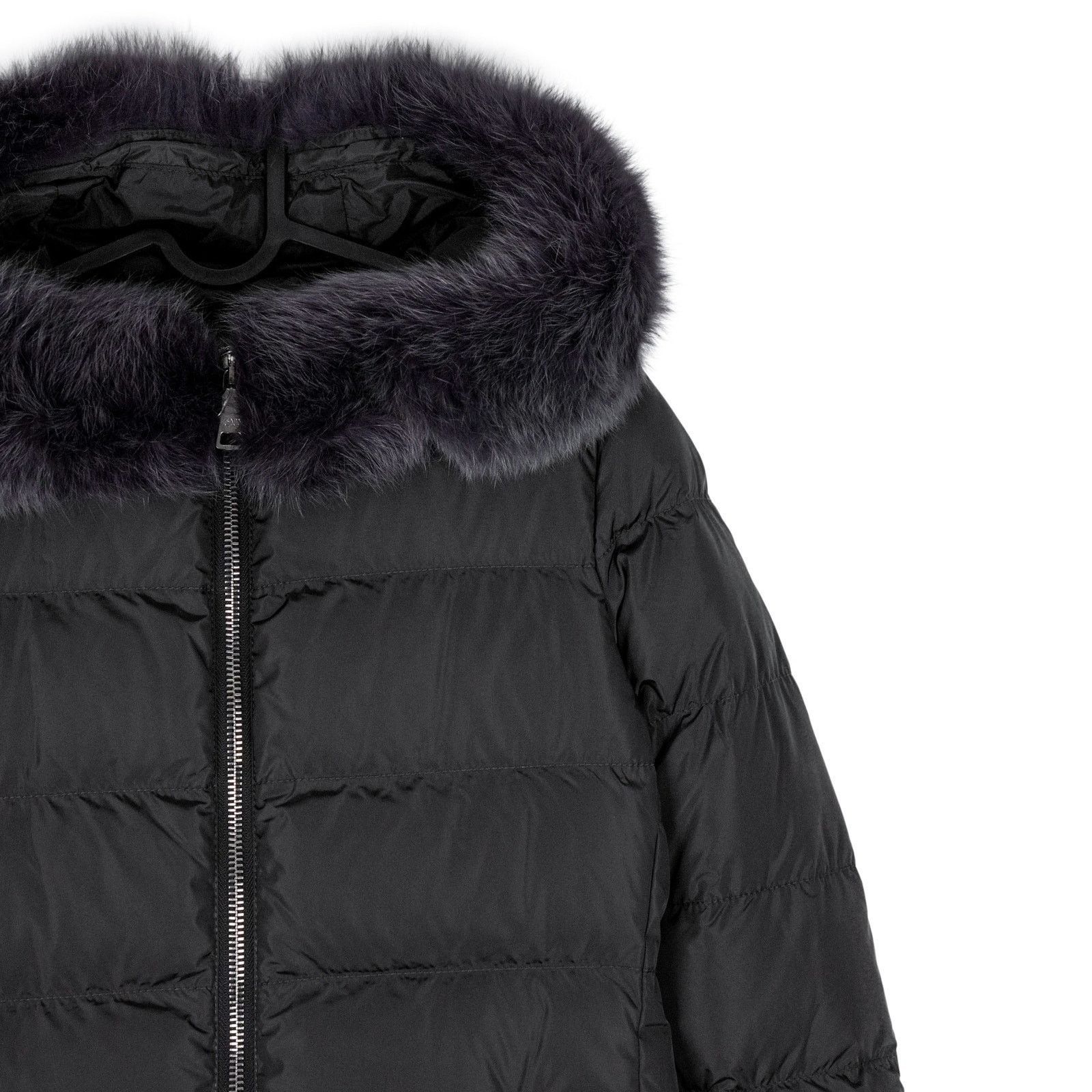 Prada Prada Black Nylon Fox Fur Hooded Womens Down Puffer Jacket Size XS / US 0-2 / IT 36-38 - 2 Thumbnail