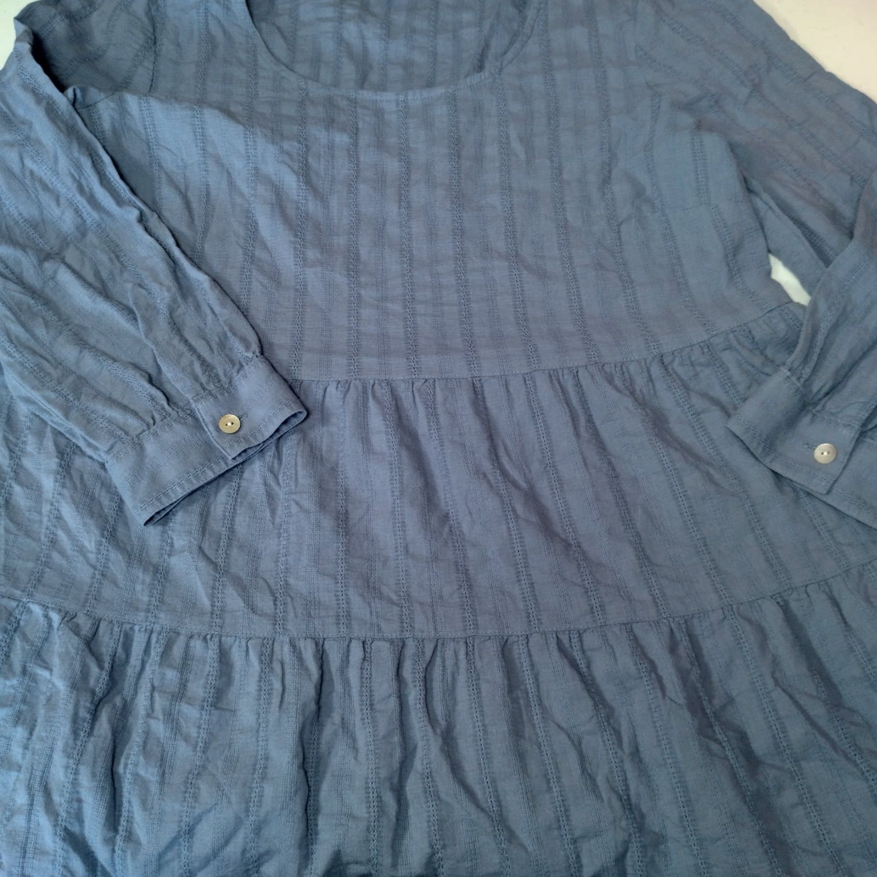 J. Jill J. Jill Blouse Women XS Blue Lightweight Woven Cotton Tiered Long Sleeve Pullover Regular Fit Shirt/Blouse Size XS / US 0-2 / IT 36-38 - 6 Thumbnail