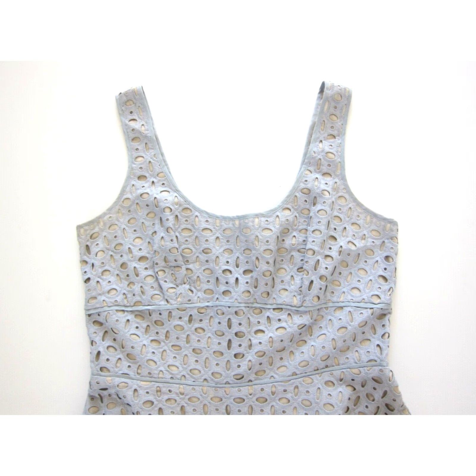 Loft Ann Taylor Loft Cotton Light Blue Floral Embroidered Sleeveless Tank Dress 4 Size S / US 4 / IT 40 - 3 Thumbnail