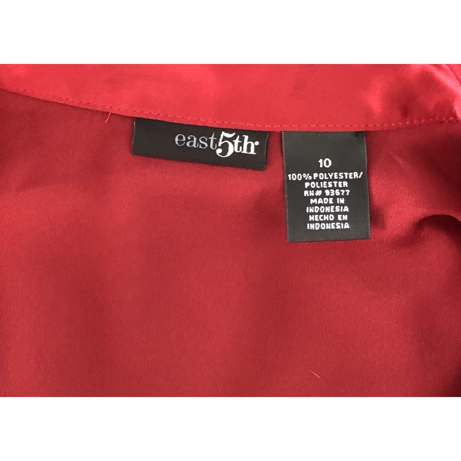 Vintage VINTAGE East 5th Satin Top Blouse 10 Red Button Up Puff Long Sleeve 90s Y2K Holiday Womens Size L / US 10 / IT 46 - 4 Thumbnail