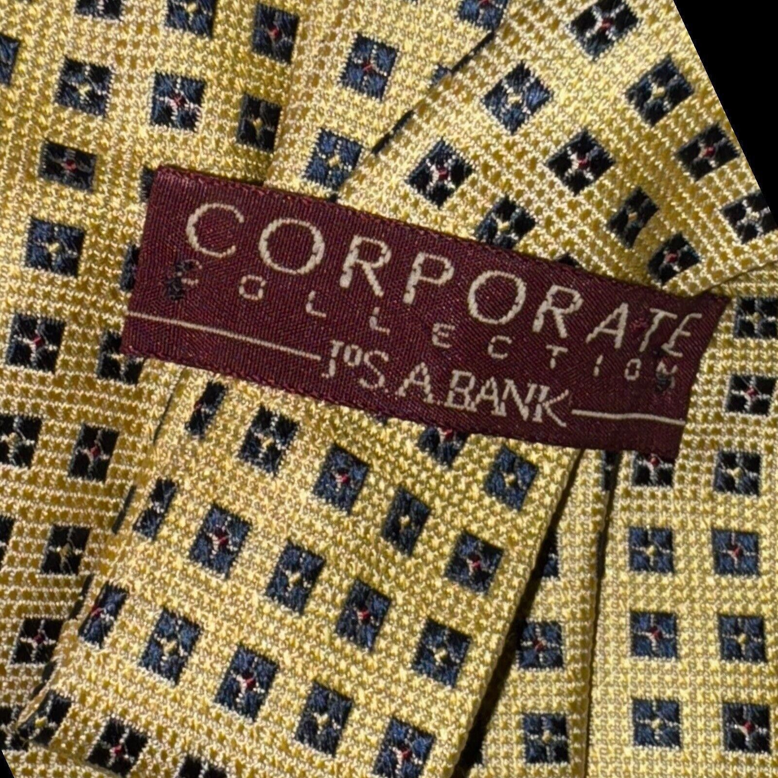 Jos. A. Bank Jos. A. Bank Lt Yellow W/ Square Tie Necktie Handsewn Silk Size ONE SIZE - 3 Thumbnail