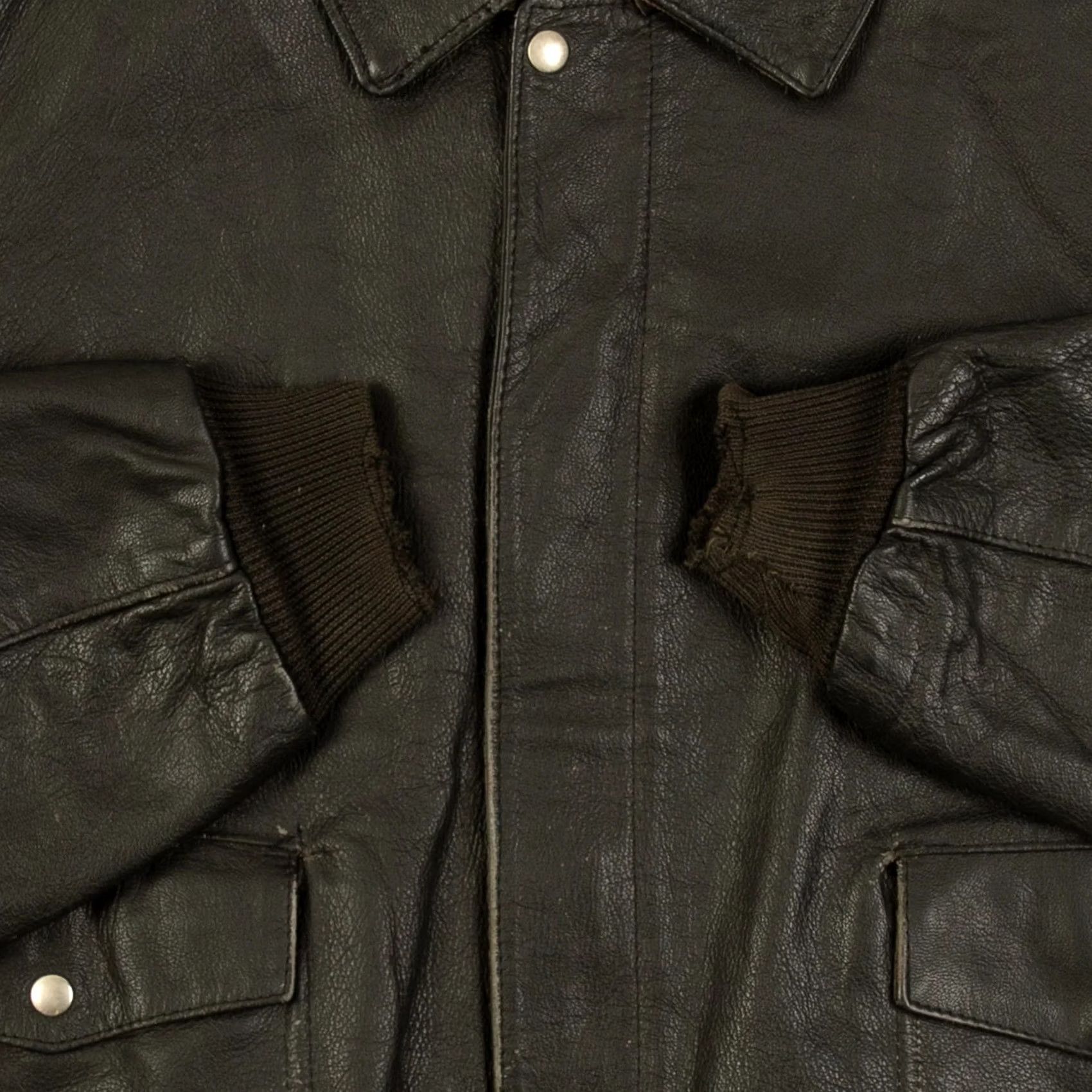 Schott VINTAGE Schott G-2 Leather Flight Jacket Bomber Jacket Men Black 80s Size US L / EU 52-54 / 3 - 5 Thumbnail