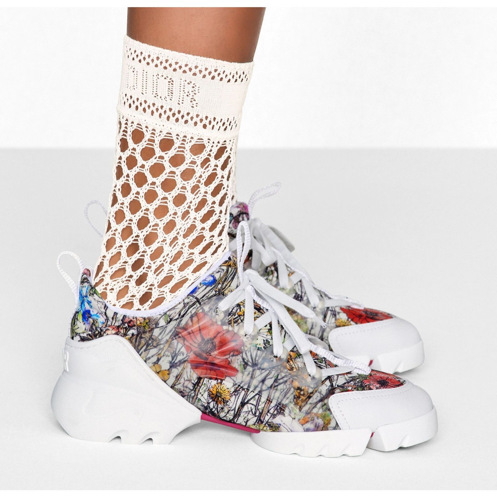 Dior D Connect Mille Fleurs Lace Up Flat Trainer Sneaker 39.5 Size US 9.5 / IT 39.5 - 4 Thumbnail