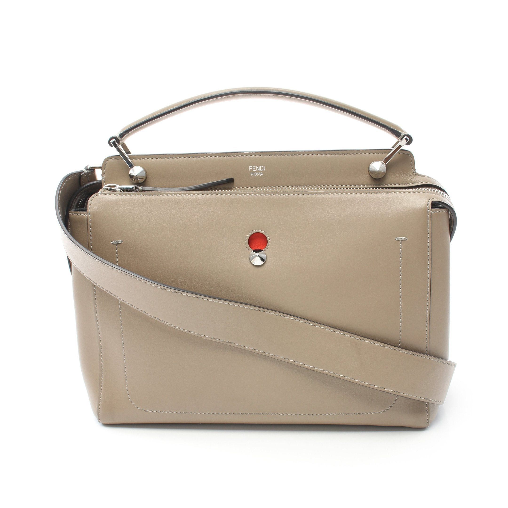 Fendi Fendi Dot Com Handbag Leather Gray Beige Size ONE SIZE - 1 Thumbnail