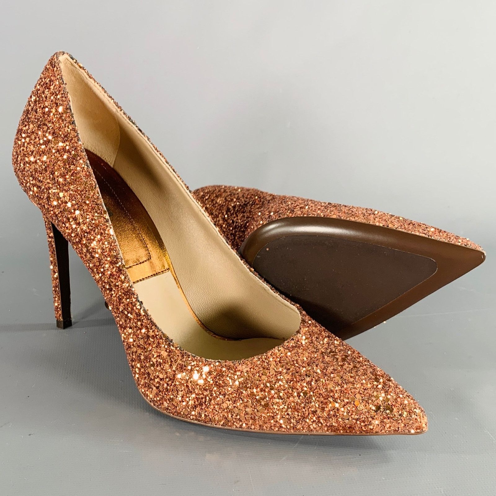 Michael Kors Size 9.5 Copper Glittered Leather Trim Stiletto Pumps Size US 9.5 / IT 39.5 - 5 Thumbnail