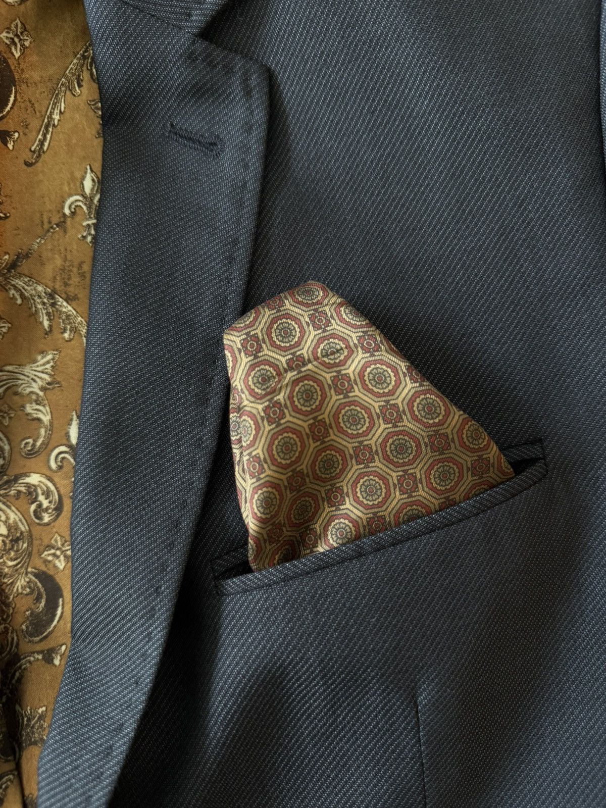 Ted Baker Dark Navy Suit Jacket With Patterned Lining Size 36R - 2 Thumbnail