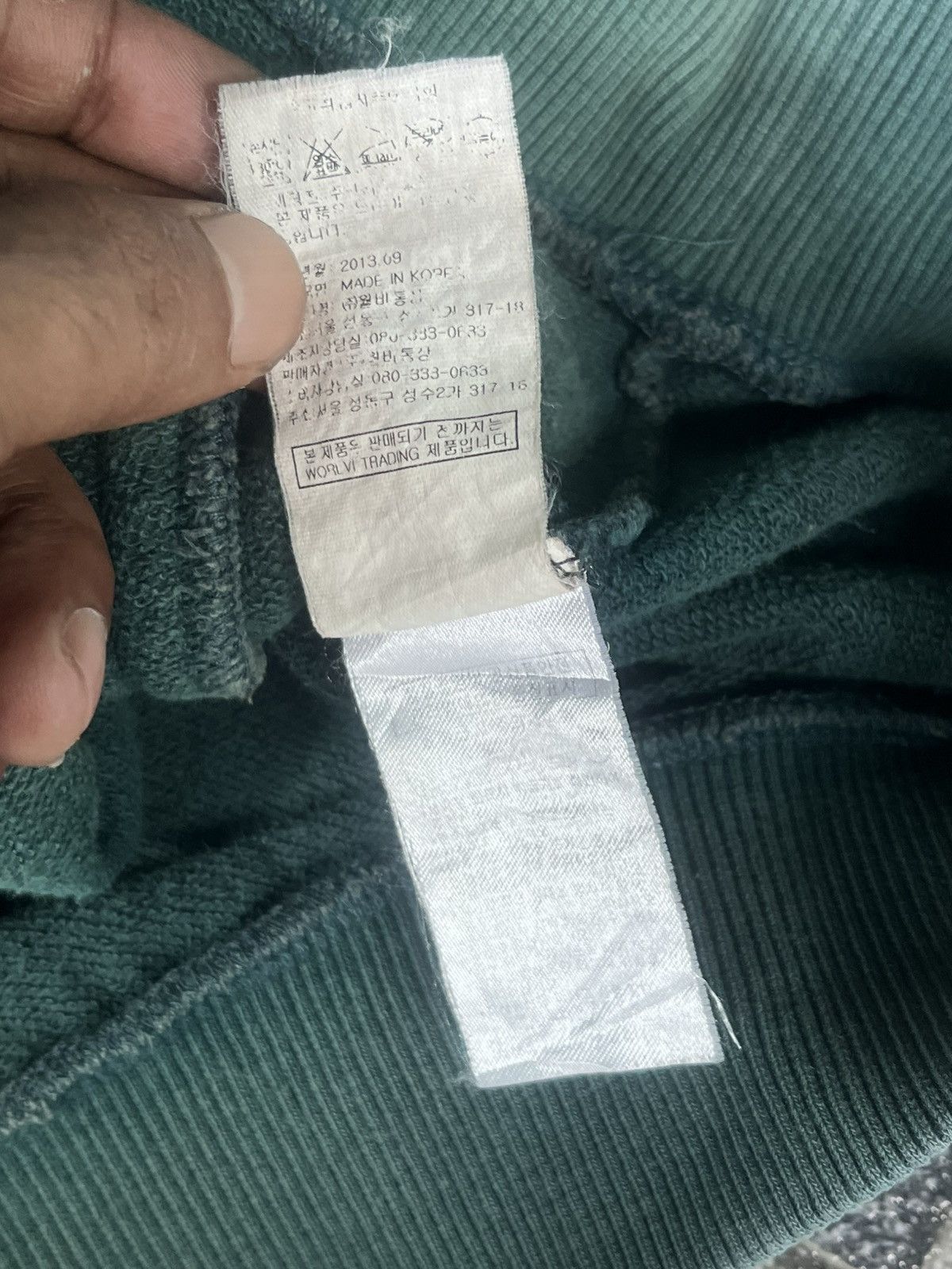 Japanese Brand EVISU Teal Crewneck with Diamond Quilted Shoulder Panels Size US M / EU 48-50 / 2 - 9 Thumbnail