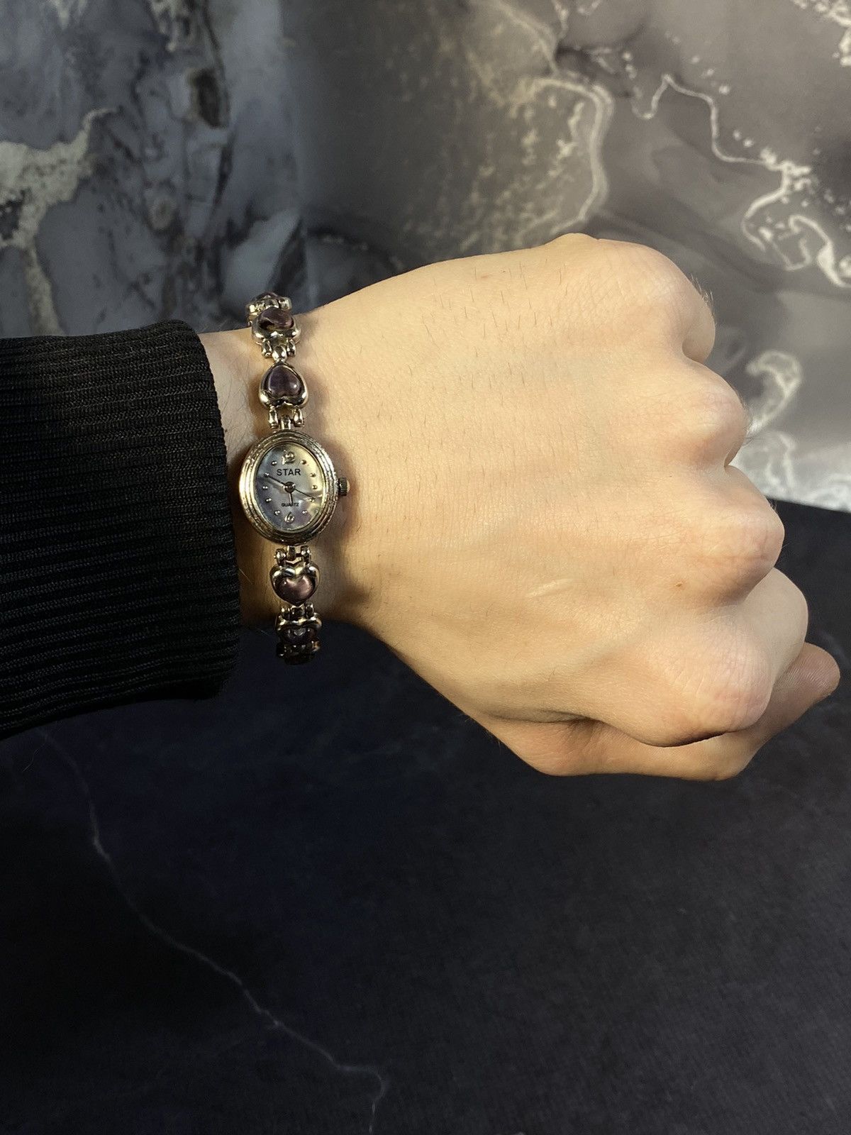 Japanese Brand Elegant STAR Watch with Hearts and Stones Japanese Brand Size ONE SIZE - 1 Thumbnail