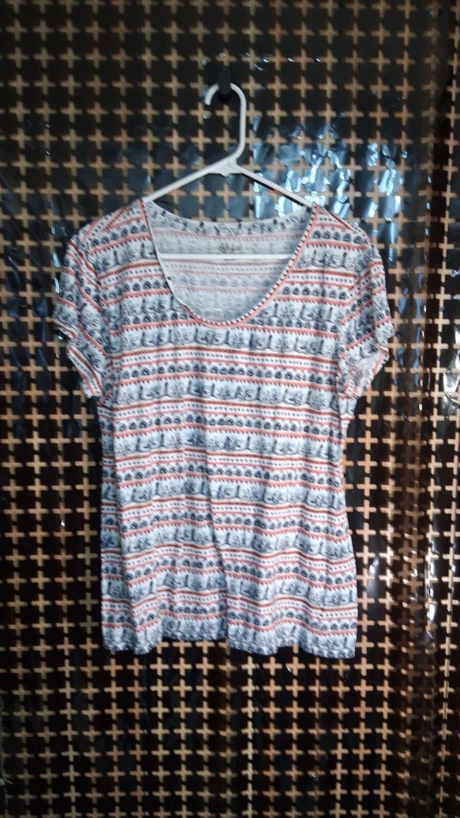 Style & Co Style & Co Patterned Short Sleeve Top Size XL Size ONE SIZE - 1 Thumbnail