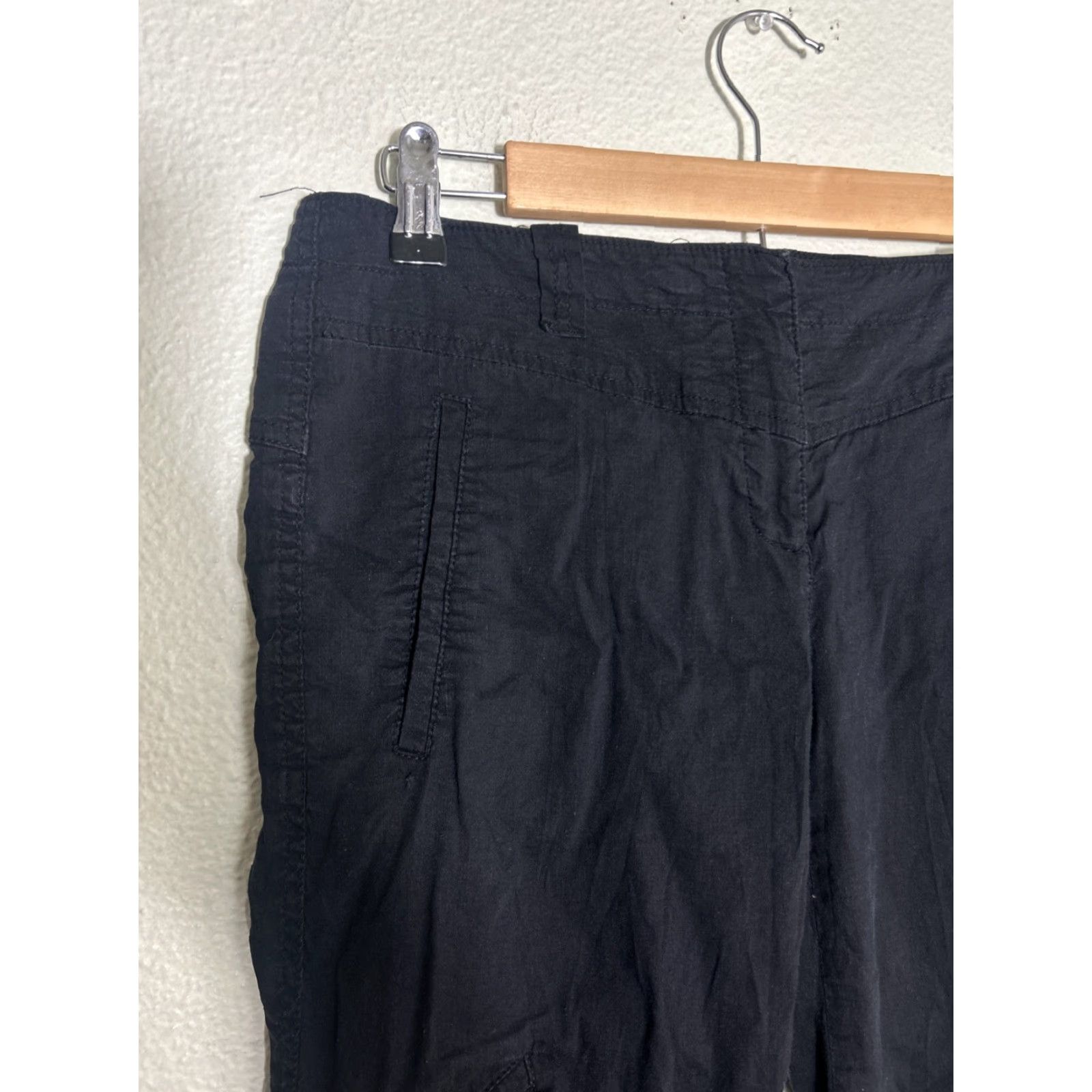 Theory Theory Women's Pants Cargo Linen Viscose Lightweight Black 6 Inseam 27" High Rise Size 28" / US 6 / IT 42 - 4 Thumbnail