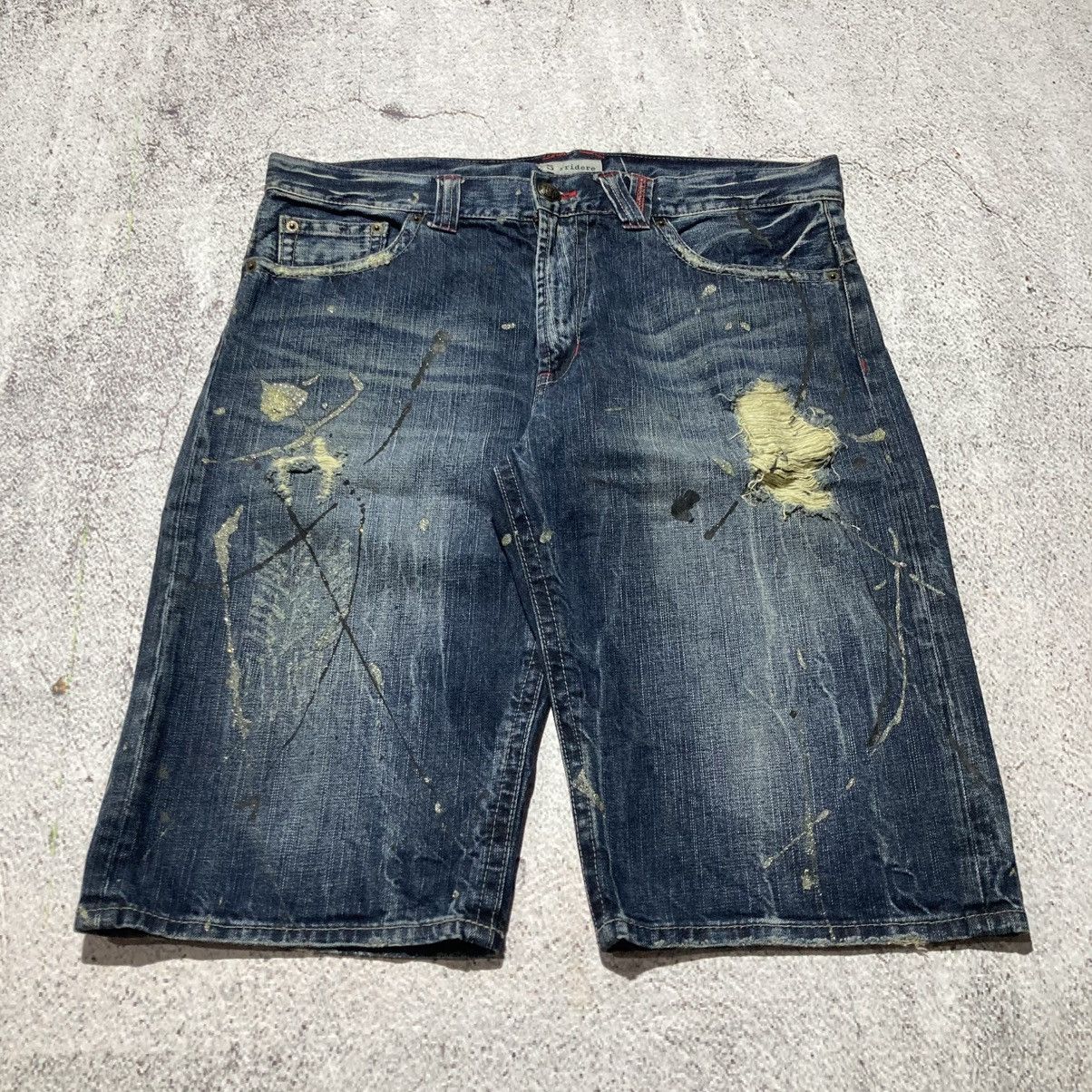 Japanese Brand 2000s Sorridere Distressed Ripped Denim Pants Y2k Grunge Size US 36 / EU 52 - 2 Thumbnail