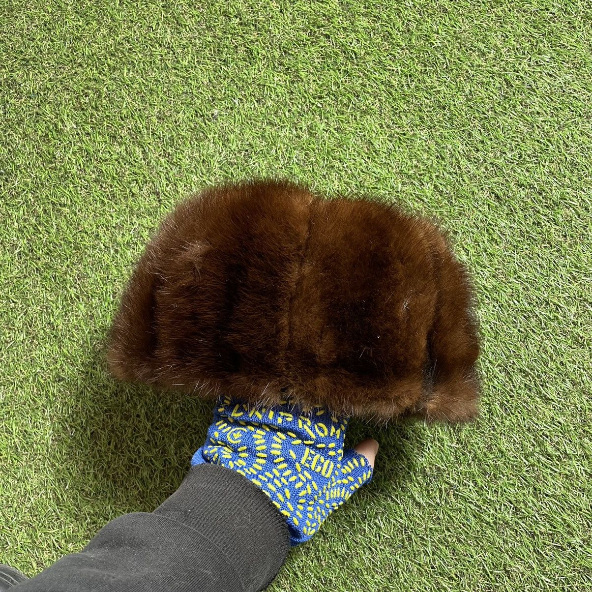 Vintage Vintage Brown Fur Felt Hat Gorpcore Cold Wear Logo Baggy OS Size ONE SIZE - 1 Thumbnail