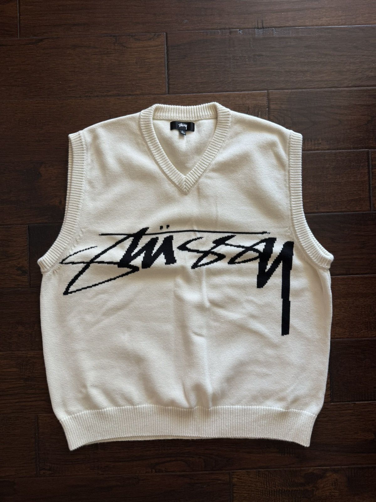 トップス STUSSY 22SS SWEATER VEST NATURAL Stussy Stussy Knit Sweater Vest Cream | Grailed