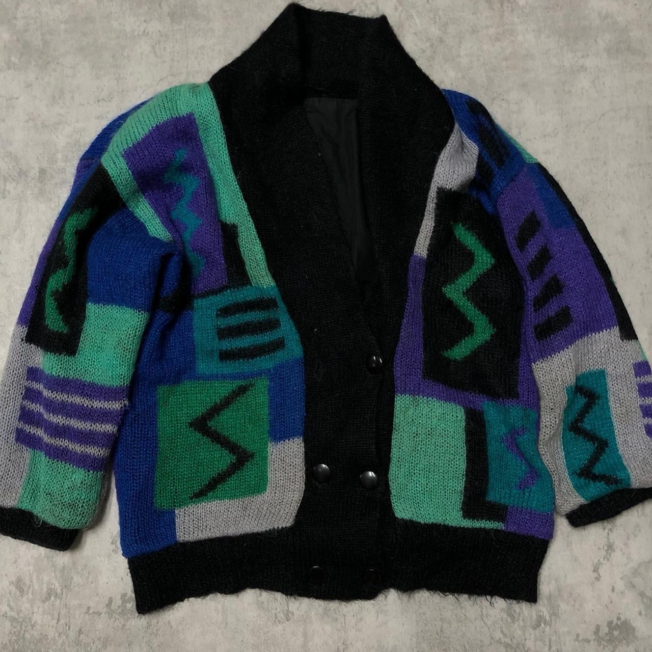 Other 80s vintage abstract patterned cardigan with 3D embroidery Size US M / EU 48-50 / 2 - 1 Thumbnail