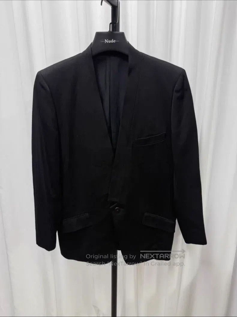 Issey Miyake Wool Collarless Suit Jacket
