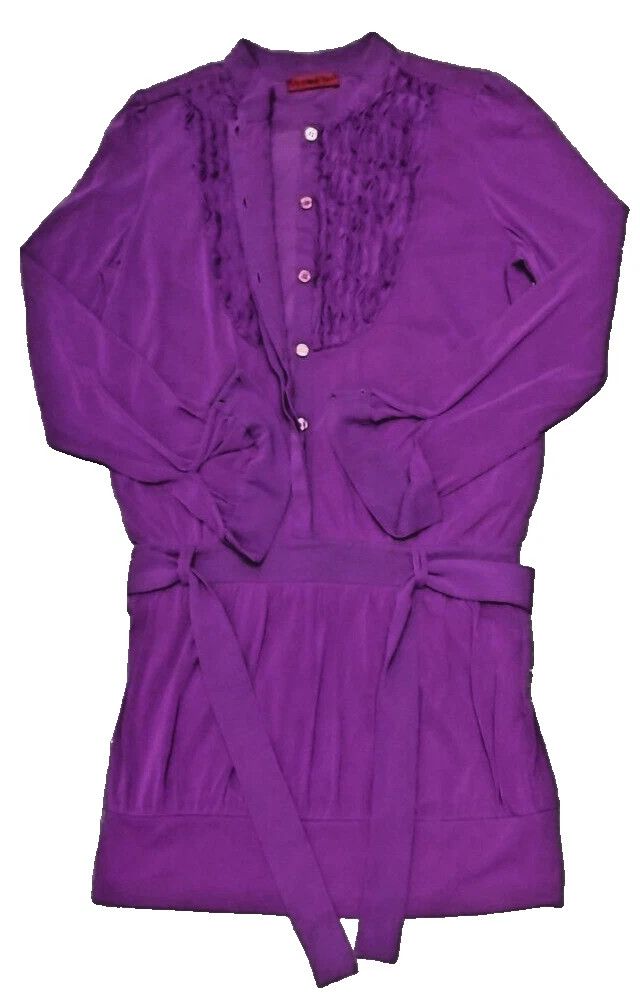 Designer × Vivienne Tam VIVIENNE TAM Short Dress Purple Ruffle With Waist Tie Size S / US 4 / IT 40 - 5 Thumbnail