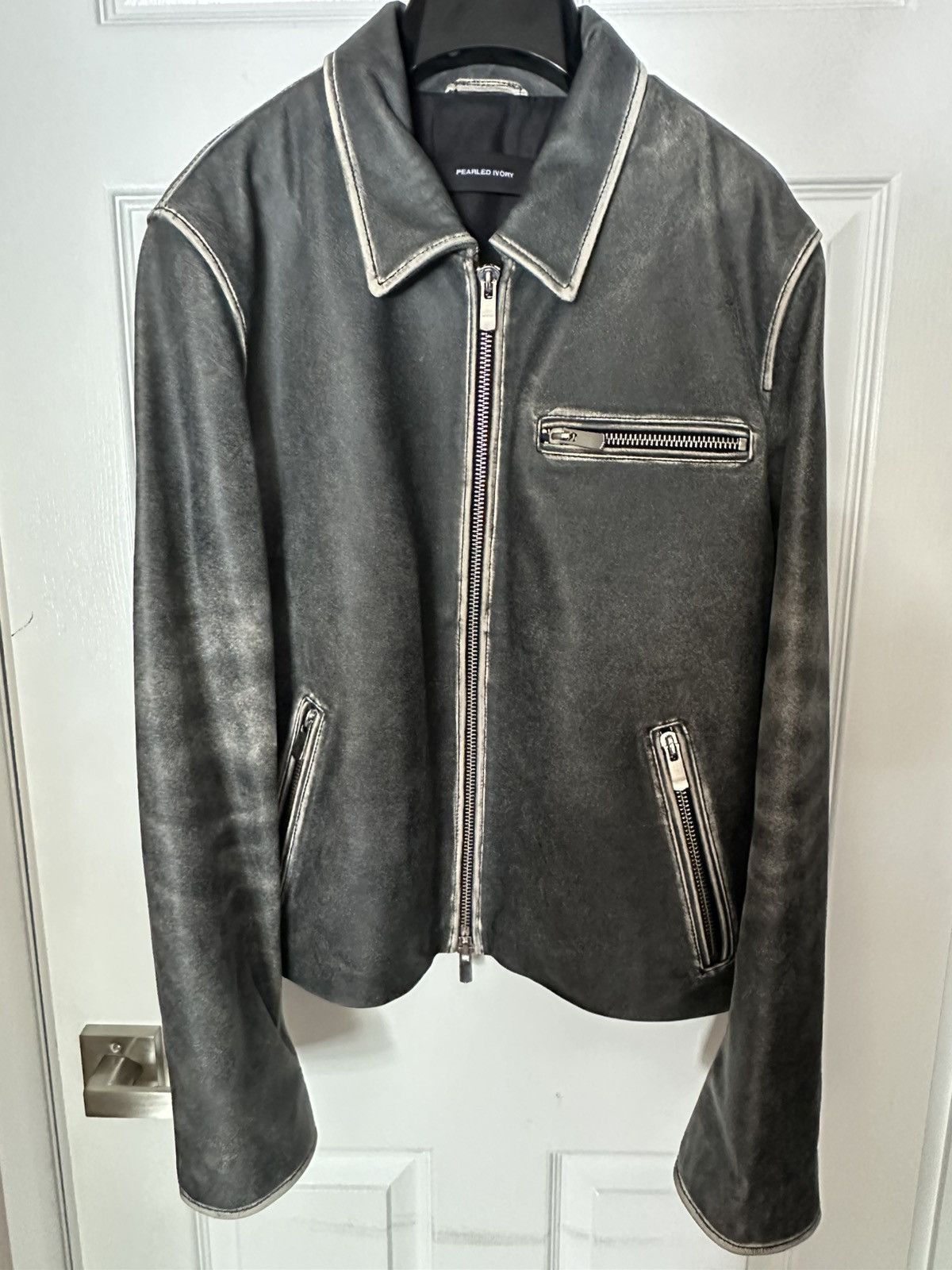 Pearled Ivory Leather Jacket | Grailed