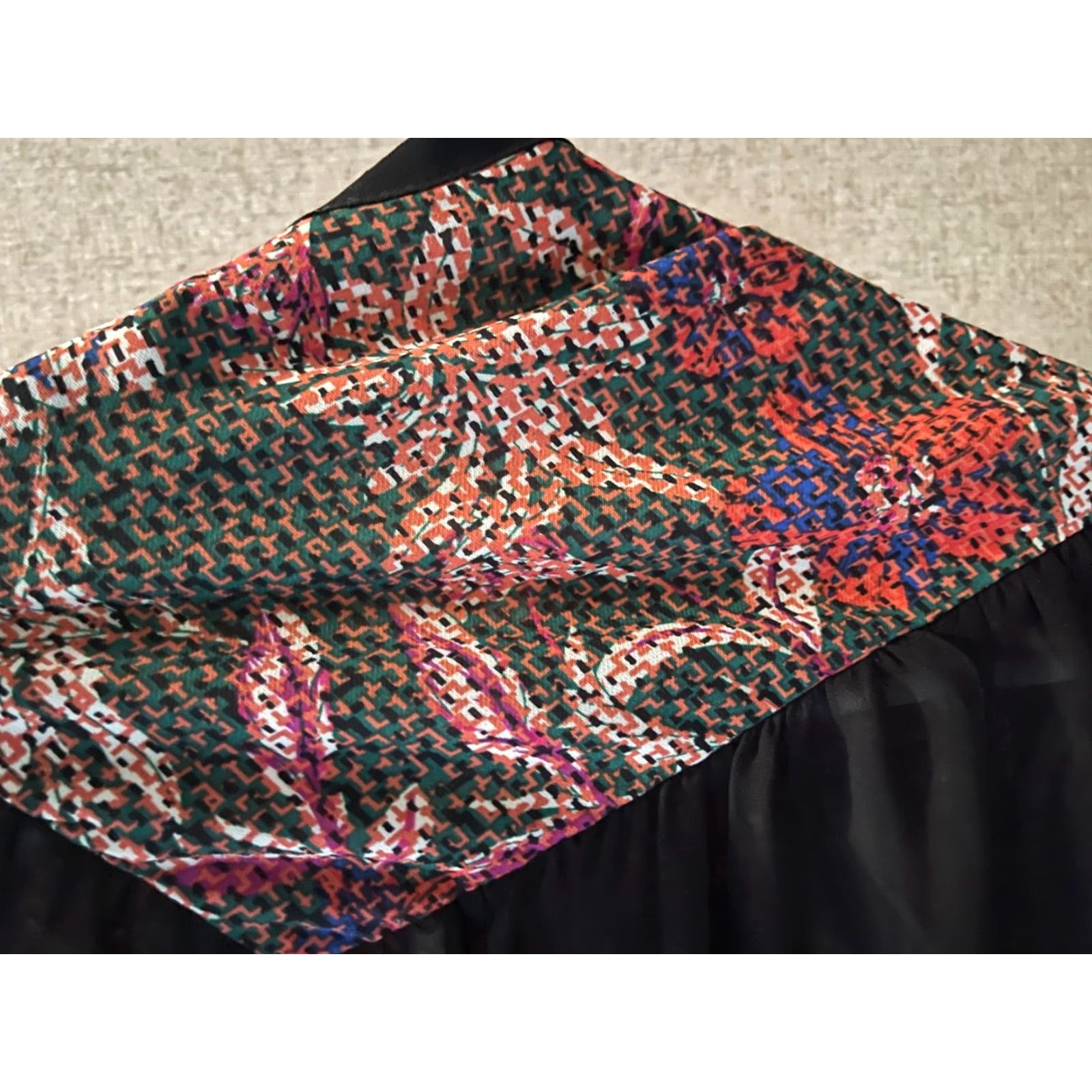 Vintage Easel Top Womens S Black Sheer Coverup Tie Front Blouse Tunic Shirt Knit Casual Sleeve Size S / US 4 / IT 40 - 2 Thumbnail