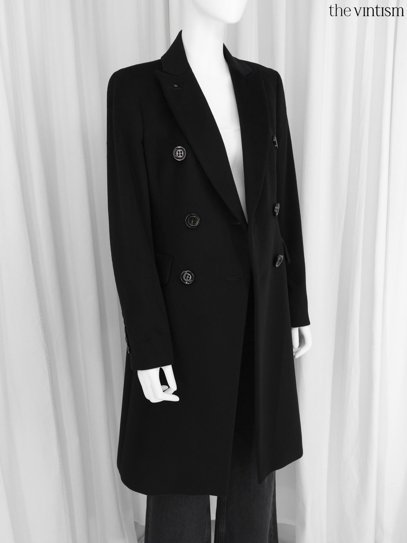 Sportmax Sportmax by Max Mara Black Virgin Wool Double-Breasted Coat Size M / US 6-8 / IT 42-44 - 2 Thumbnail