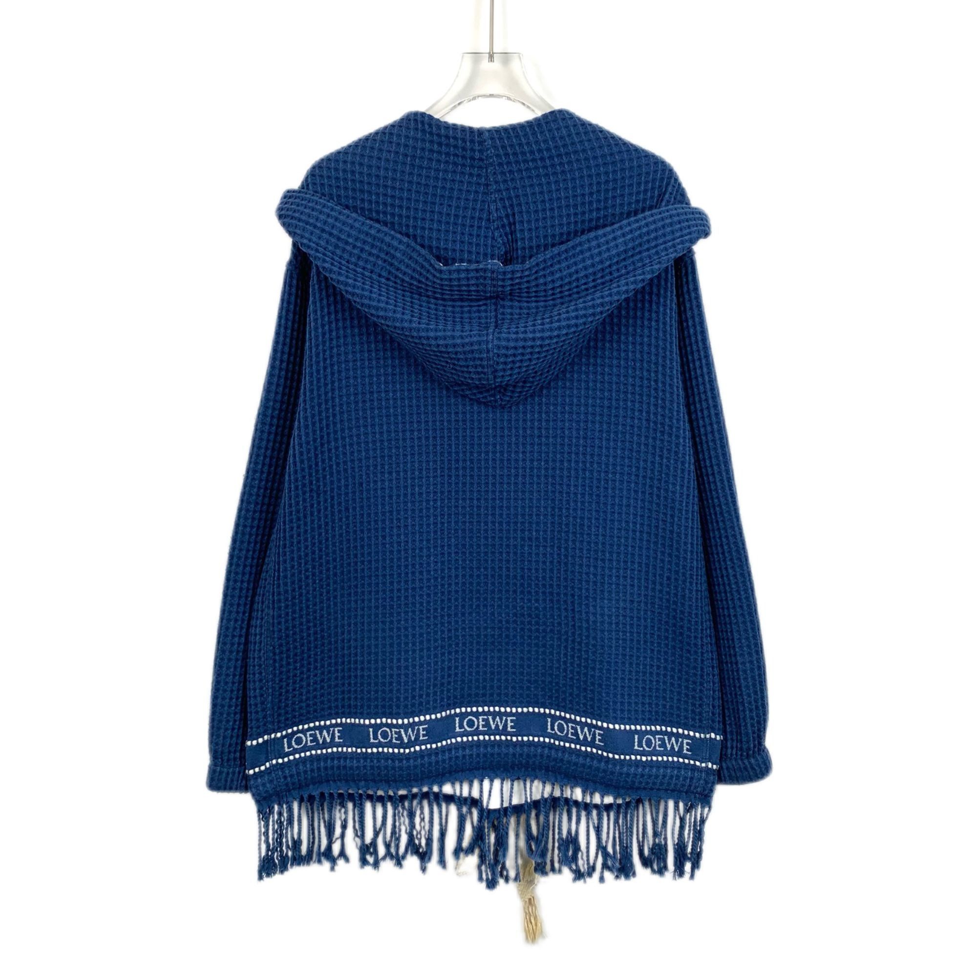 Loewe Loewe Blue Hooded Knitted Coat Waffle Texture Fringe Hem Dra Size M / US 6-8 / IT 42-44 - 9 Thumbnail