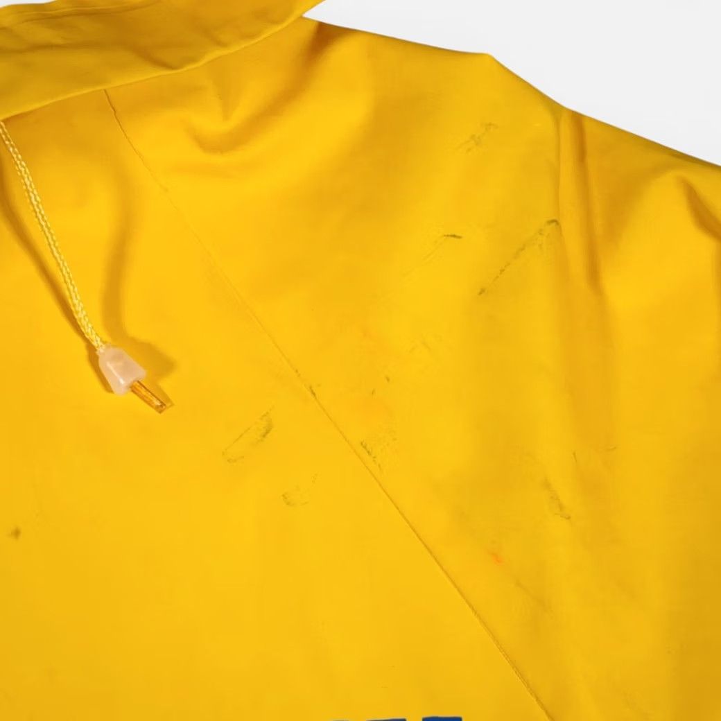 Vintage VINTAGE Busch Coat Jacket Rain Coat Adult MEDIUM Yellow Hooded PVC Zip 80s Busch Logo Mens Size US M / EU 48-50 / 2 - 4 Thumbnail