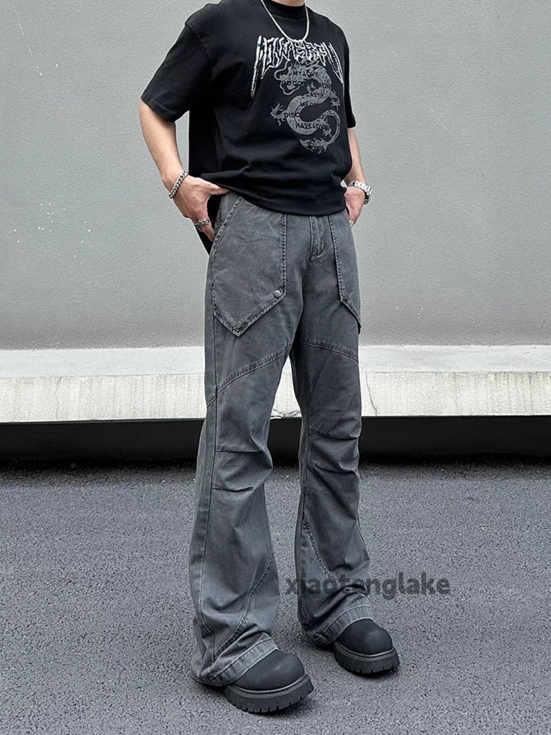 Designer × Japanese Brand × Vintage washed faded cleanfit patchwork yuppie flared pants Size US 28 / EU 44 - 2 Thumbnail
